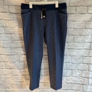 NEW WITH TAGS ADIDAS PULL ON CROP PANTS BLUE DOT DESIGN WOMENS SIZE XL